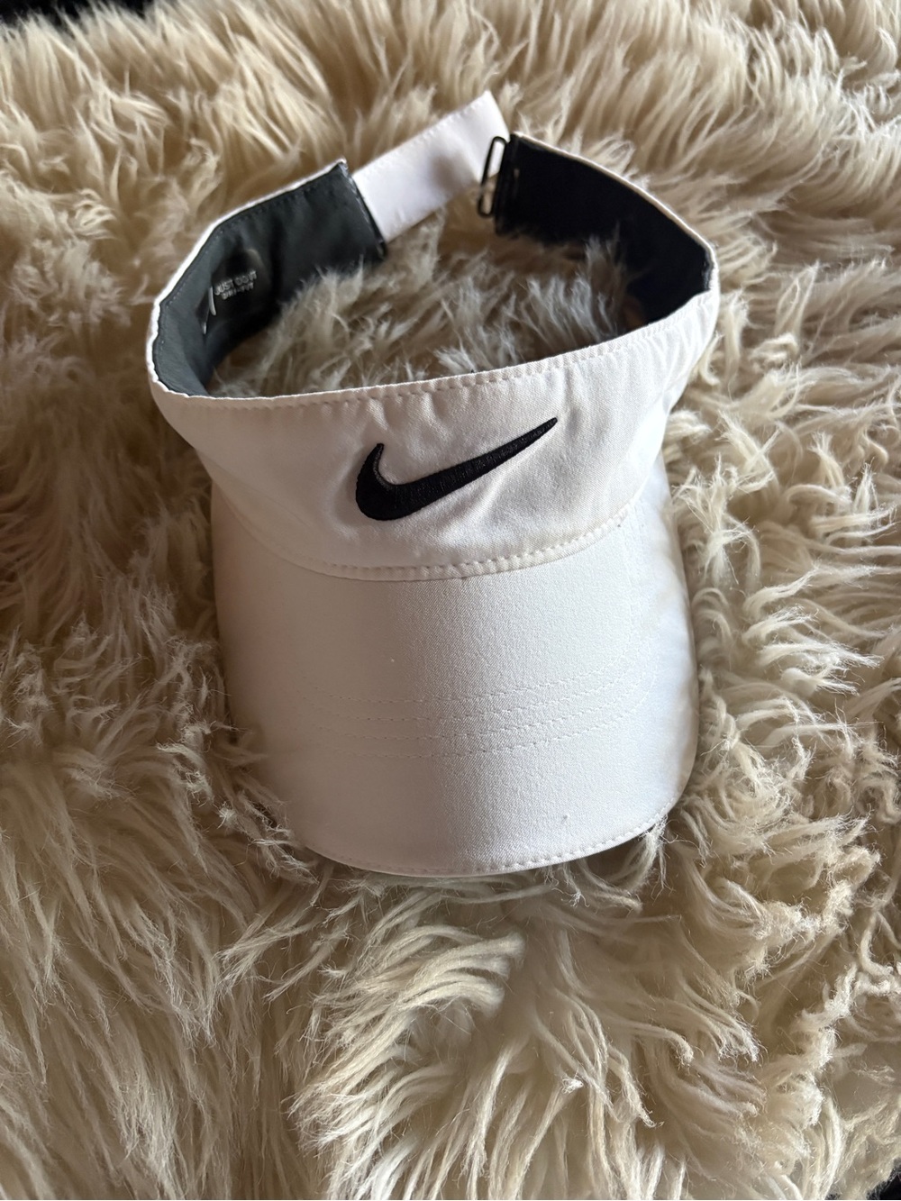 Nike White Kids Visor with Black Swoosh